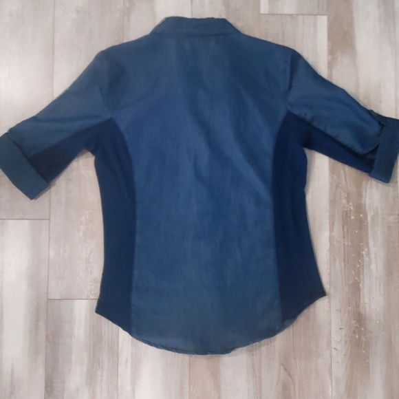 𝅺cavalini Embroidered Denim Top - Picture 4 of 6